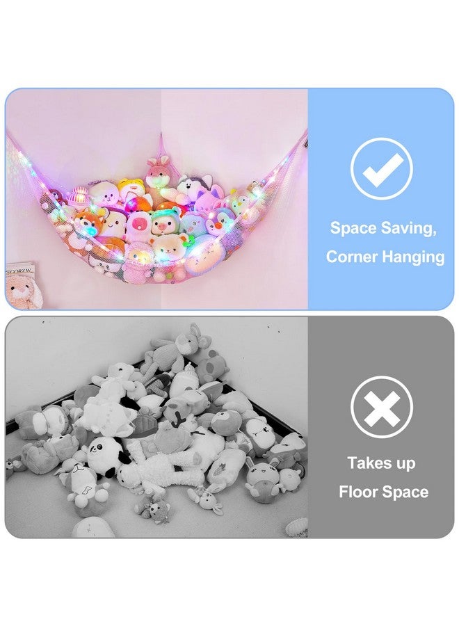 Basumee Stuffed Animals Net Or Hammock With Led Light Hanging Toy Net Hammock For Stuffed Animals Storage Stuff Animals Hammocks For Nursery Kids Room With Remote Control 8 Kinds Of Lights(Pack Of 1) - Image 3