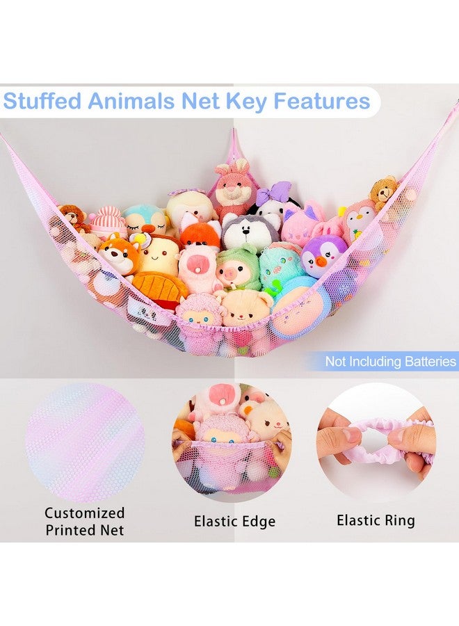Basumee Stuffed Animals Net Or Hammock With Led Light Hanging Toy Net Hammock For Stuffed Animals Storage Stuff Animals Hammocks For Nursery Kids Room With Remote Control 8 Kinds Of Lights(Pack Of 1) - Image 5
