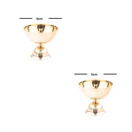 Rolimoli Pure Brass Paro Pyali Akhand Diya Oil Lamp for Home Temple Puja Articles Decor Diya Set of 2 Oil Diya for Home ,Office ( 5CM ) - Image 2