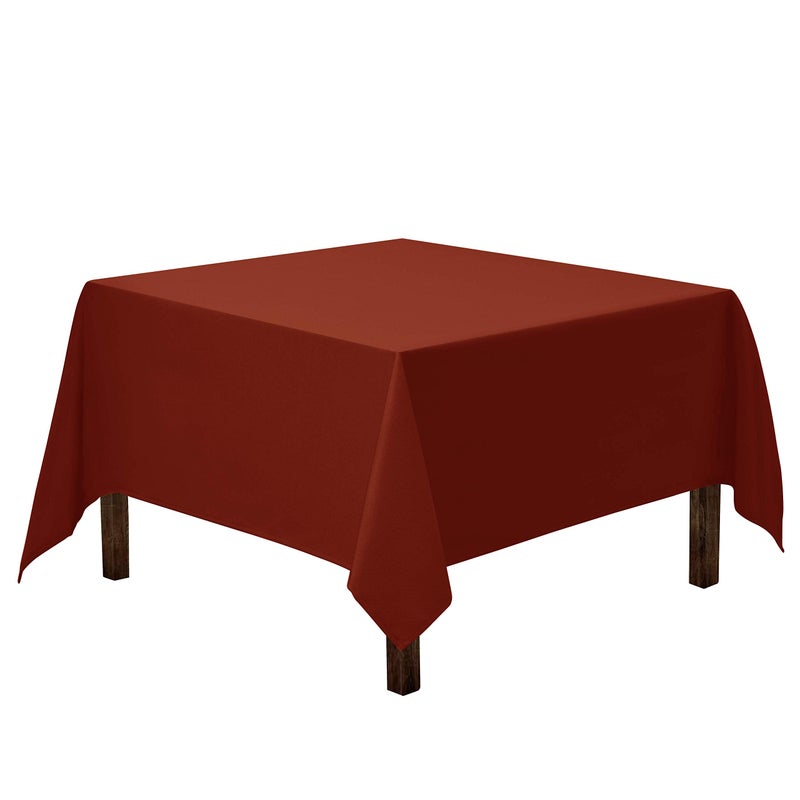 Gee Di Moda Square Tablecloth - 85 x 85 Inch Burnt Orange Table Cloth for Large Square or Round Tables - Heavy Duty Washable Fabric - for Buffet Table  Holiday Party  Dinner  Wedding & Baby Shower - Image 1