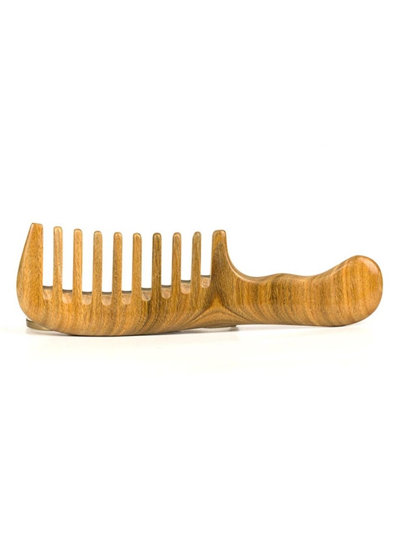 مشط شعر من خشب الصندل - لا يوجد مشط أسنان واسع يدويًا ثابت - مشط خشبي طبيعي لفك تشابك الشعر - Image 1