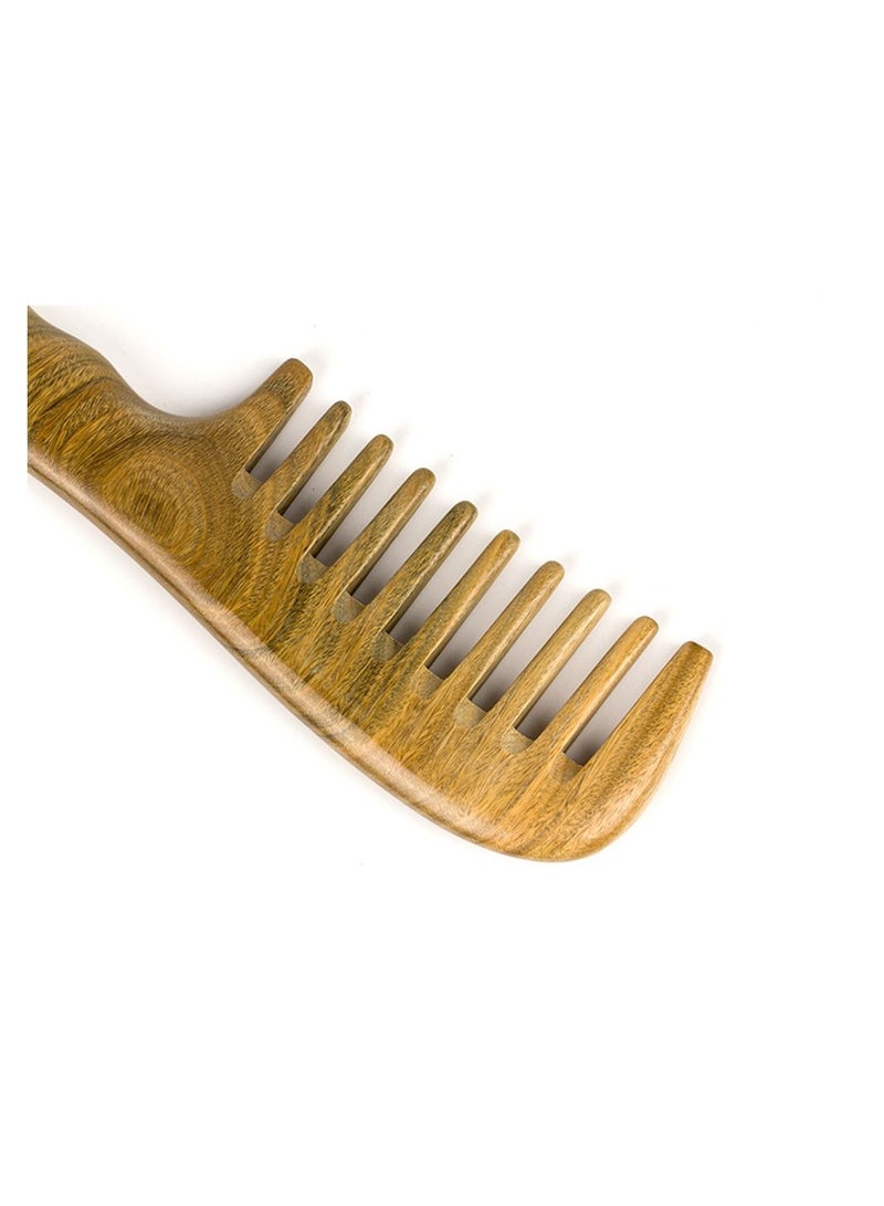 مشط شعر من خشب الصندل - لا يوجد مشط أسنان واسع يدويًا ثابت - مشط خشبي طبيعي لفك تشابك الشعر - Image 2