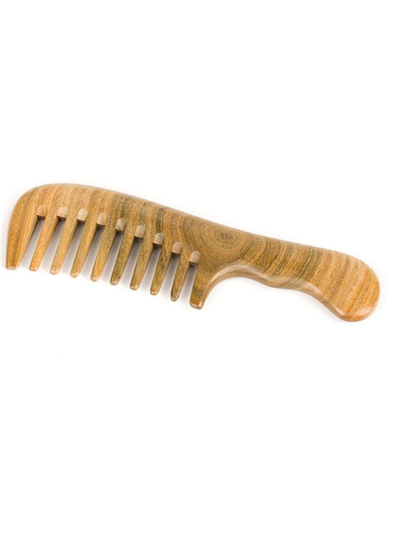 مشط شعر من خشب الصندل - لا يوجد مشط أسنان واسع يدويًا ثابت - مشط خشبي طبيعي لفك تشابك الشعر - Image 3