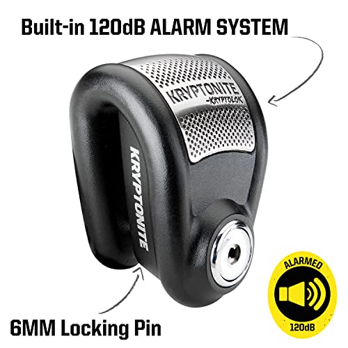 Kryptonite قفل كريبتونيت مع إنذار، قفل دراجة نارية مضاد للسرقة بجهد 120db، مقاوم للعوامل الجوية، قفل فرامل ديسك للرياضات القوية - Image 3