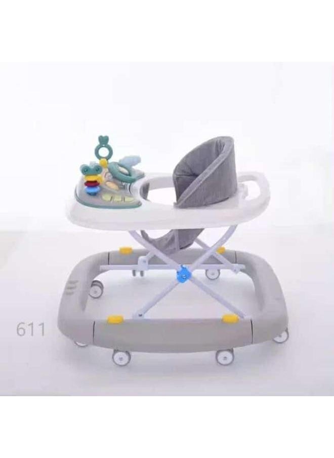 Generic Baby Walker for Kids, Round Kids Walker with 4 Seat Height Adjustable | Foldable Activity Walker for Baby with Food Tray & Musical Toy Bar | Walker Baby 6-18 Months_Multicolors, By HAPPY KIDDO 