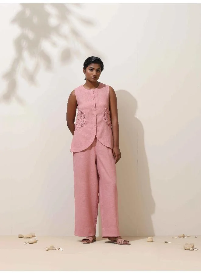 trueBrowns trueBrowns Camellia Pink Crochet Natural Cotton Co-ord Set