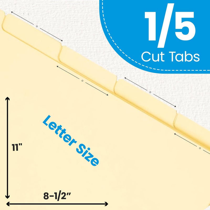 Oxford Manila Index Dividers - Durable 3 Ring Binder Dividers with 5 Tabs 1/5 Cut - Made from 10% Recycled Fiber - Ideal for Organizing Office, School, and Home Documents - Letter Size - 250 Count - Image 4