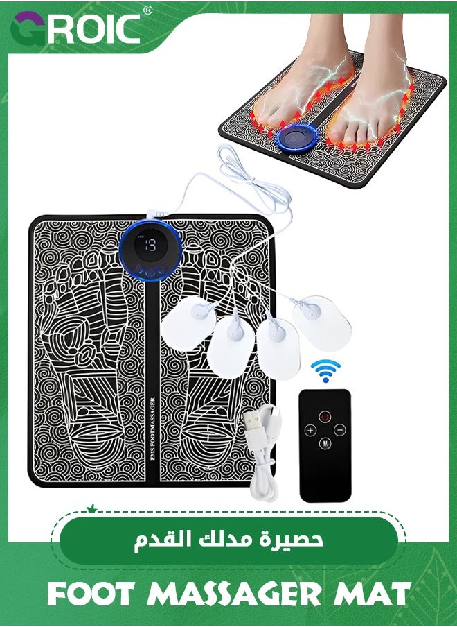 GROIC EMS Foot Massager for Neuropathy,Foot Massager Pad for Pain Plantar Relief, Muscle Relaxation,Portable EMS Foot Massager Mat,with Remote Control Foot Massager EMS Stimulator Models,Feet Massager Pad  - Image 1