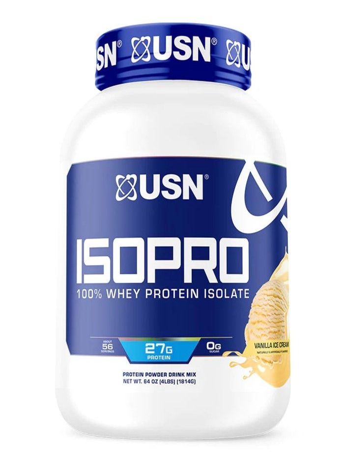 USN Supplements - USN ISO Pro 100% Whey Protein Isolate, Vanilla, 4lbs, 55 Servings - Image 1
