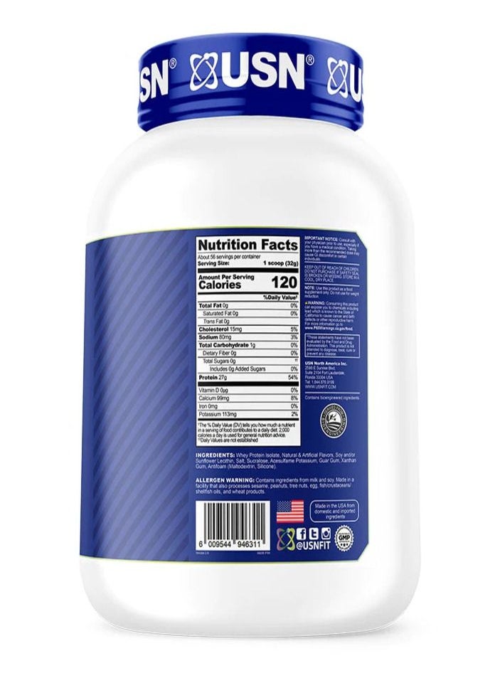 USN Supplements - USN ISO Pro 100% Whey Protein Isolate, Vanilla, 4lbs, 55 Servings - Image 1