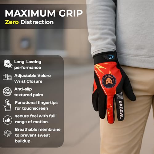 BADOWL Motoflex Bike Riding Gloves for Men and Women – Full Finger Hand Protection, Non-Slip Grip, Breathable Fabric, Suitable for Cycling, Motorbike and Outdoor Sports (Red, L) - Image 5