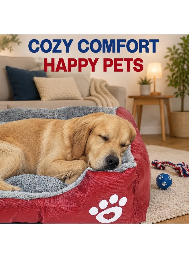 NNC PETS Dog bed with Bolstered sides, Soft plush surface, and Non-slip bottom, Plush Orthopedic pet sofa bed for Small and Medium indoor dogs, Easy to clean, 80 cm (Red) - Image 5