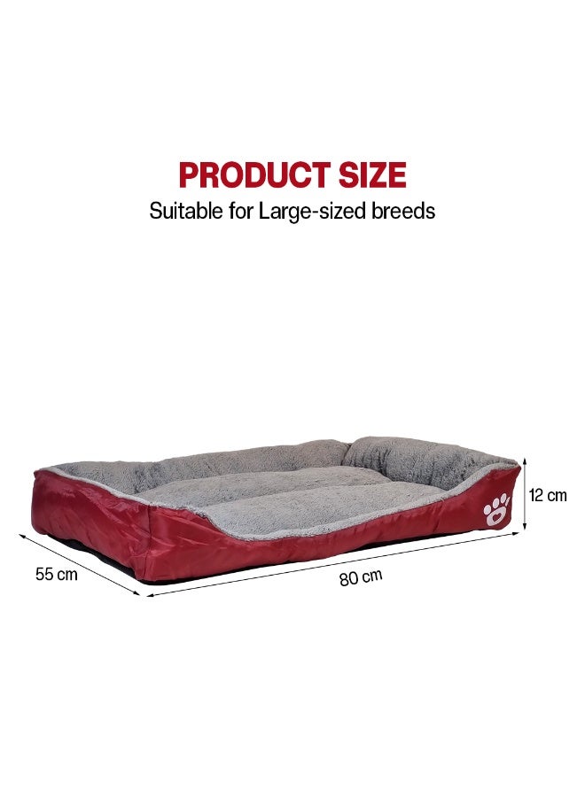 NNC PETS Dog bed with Bolstered sides, Soft plush surface, and Non-slip bottom, Plush Orthopedic pet sofa bed for Small and Medium indoor dogs, Easy to clean, 80 cm (Red) - Image 2