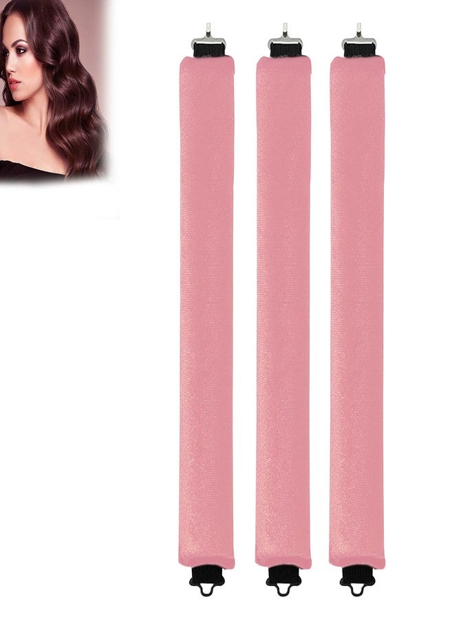 GLUN® Non-Damaging Hair Curling Strips, 3 Counts Piink Colour, Hair Curler with Hook, for All Hair Types, Overnight Curler for Beautiful Natural Wave Texture - Image 1