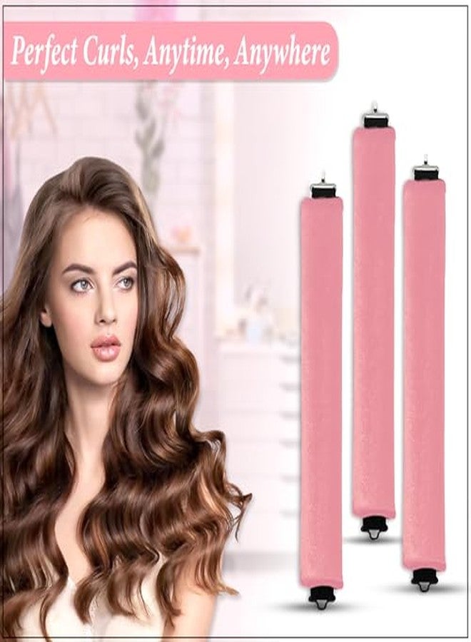 GLUN® Non-Damaging Hair Curling Strips, 3 Counts Piink Colour, Hair Curler with Hook, for All Hair Types, Overnight Curler for Beautiful Natural Wave Texture - Image 3