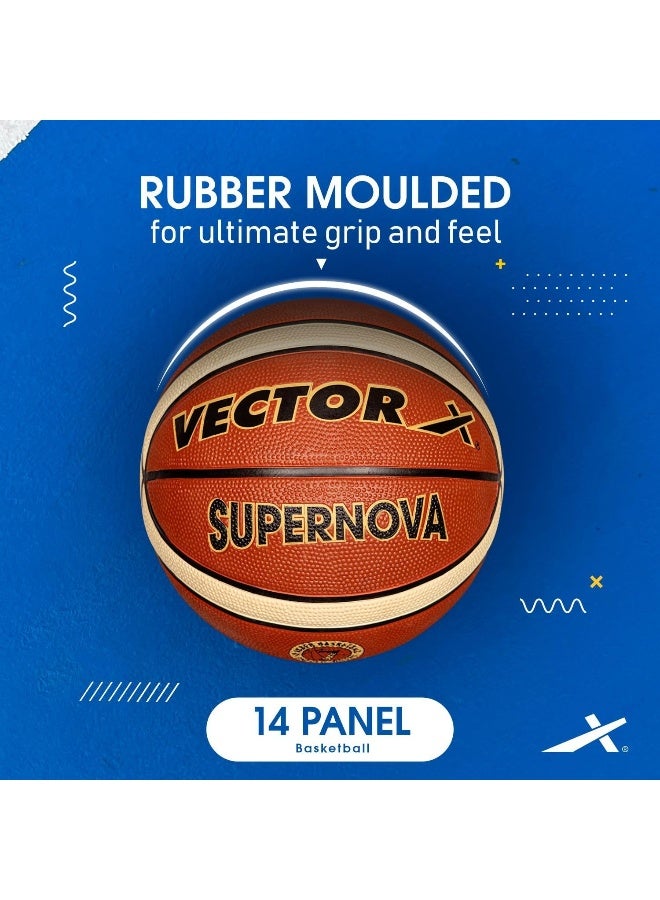 Vector X Supernova Rubber Basketball – Durable Indoor/Outdoor Ball for Training & Matches | Size 5 | Multicolor - Image 3