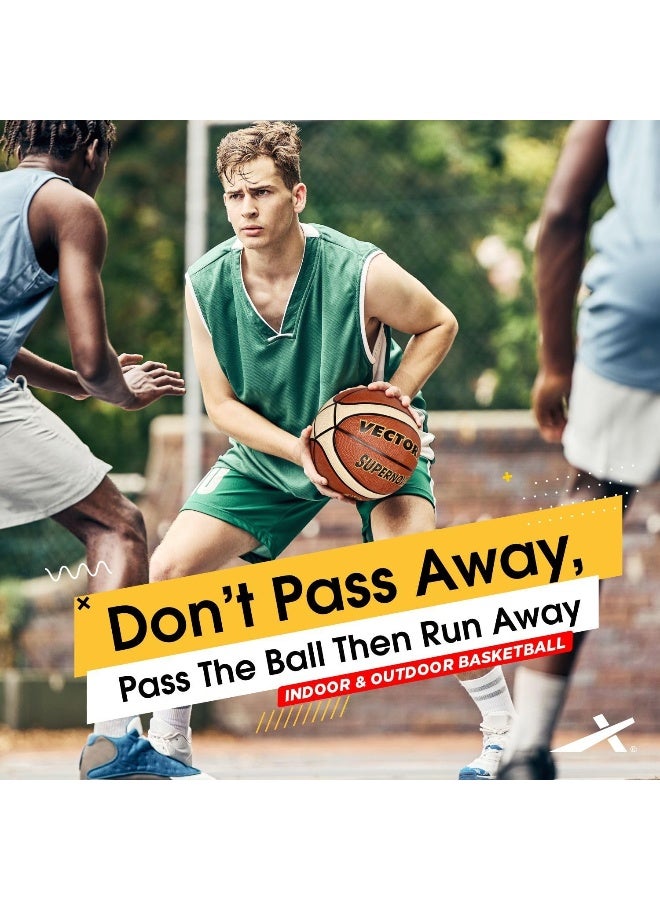 Vector X Supernova Rubber Basketball – Durable Indoor/Outdoor Ball for Training & Matches | Size 5 | Multicolor - Image 5