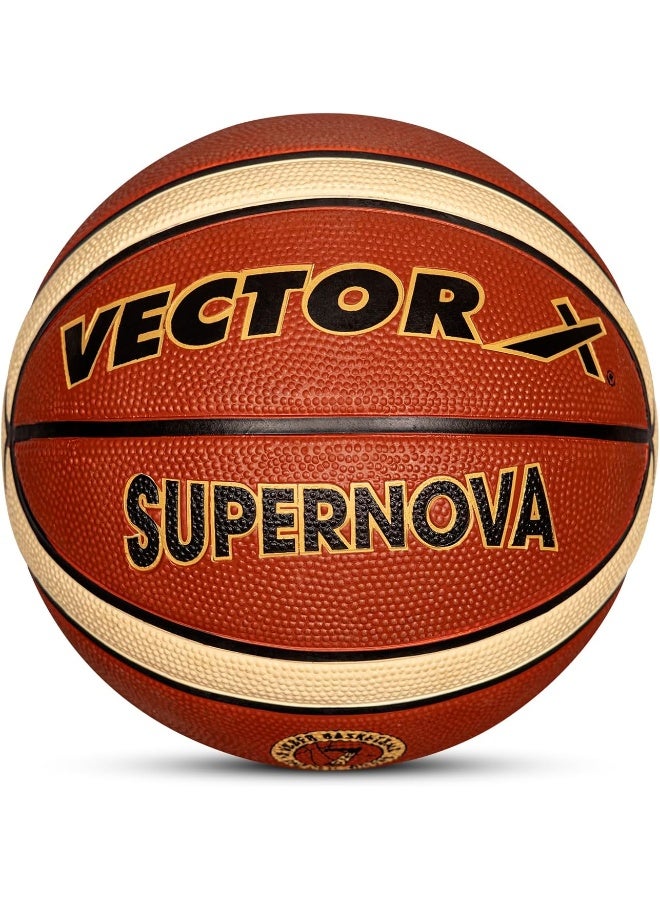Vector X Supernova Rubber Basketball – Durable Indoor/Outdoor Ball for Training & Matches | Size 5 | Multicolor - Image 1
