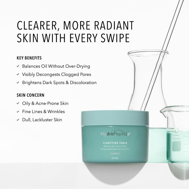HydroPeptide Clarifying Toner Pads with Peptides for Balance & Control, (60 Pads) - Image 2