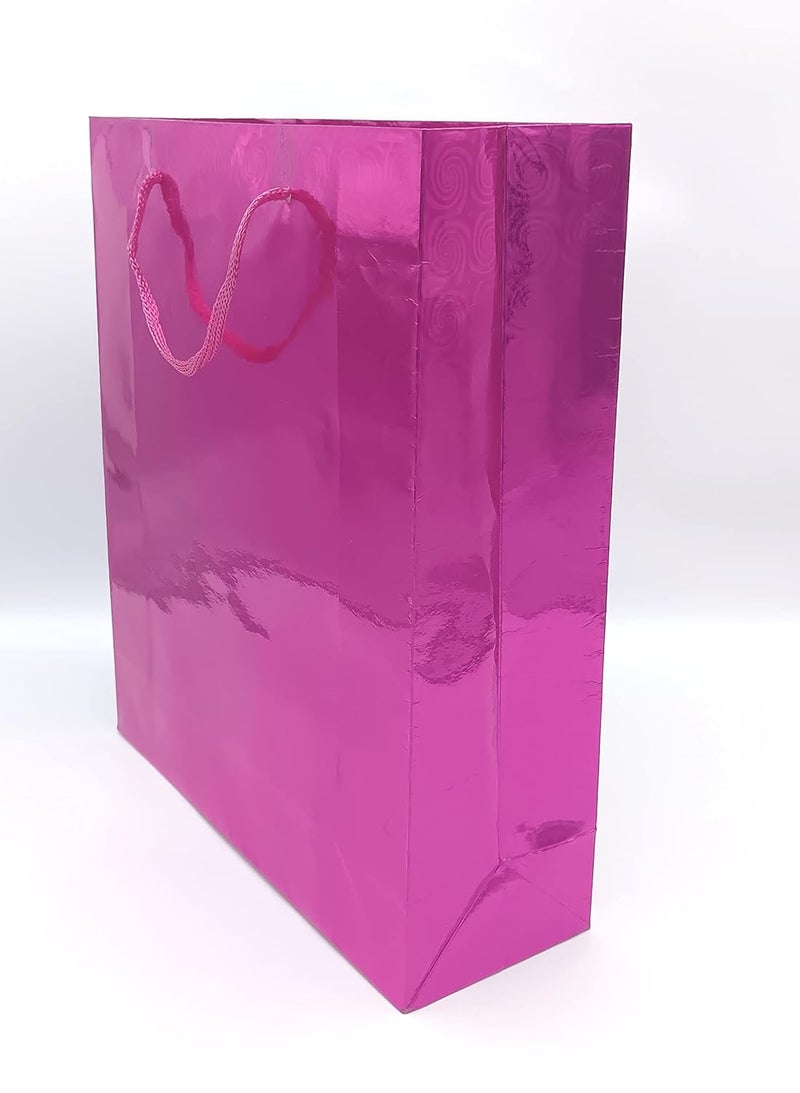 Gold Leaf GOLD LEAF Glitter Paper Bags 12Pcs With Handles,Reusable Iridescent Gift Bags for Baby Shower Gift Bags,Christmas, Party Wrapping Solution(23 x 8 x 27 Cm)(Pink)  - Image 5