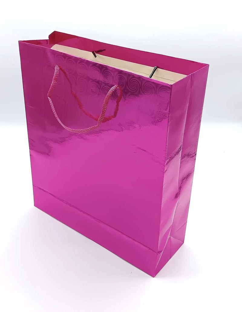 Gold Leaf GOLD LEAF Glitter Paper Bags 12Pcs With Handles,Reusable Iridescent Gift Bags for Baby Shower Gift Bags,Christmas, Party Wrapping Solution(23 x 8 x 27 Cm)(Pink)  - Image 4