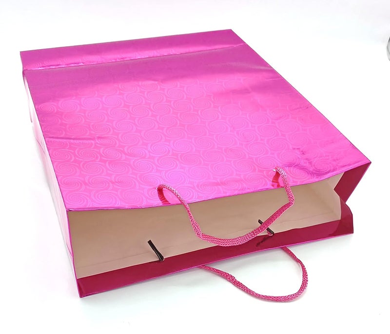 Gold Leaf GOLD LEAF Glitter Paper Bags 12Pcs With Handles,Reusable Iridescent Gift Bags for Baby Shower Gift Bags,Christmas, Party Wrapping Solution(23 x 8 x 27 Cm)(Pink)  - Image 3