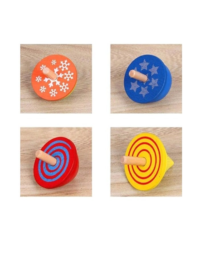 Cool Baby COOLBABY Colorful Traditional Educational Wooden Spinning Top Toy for Kids 4pcs  - Image 2