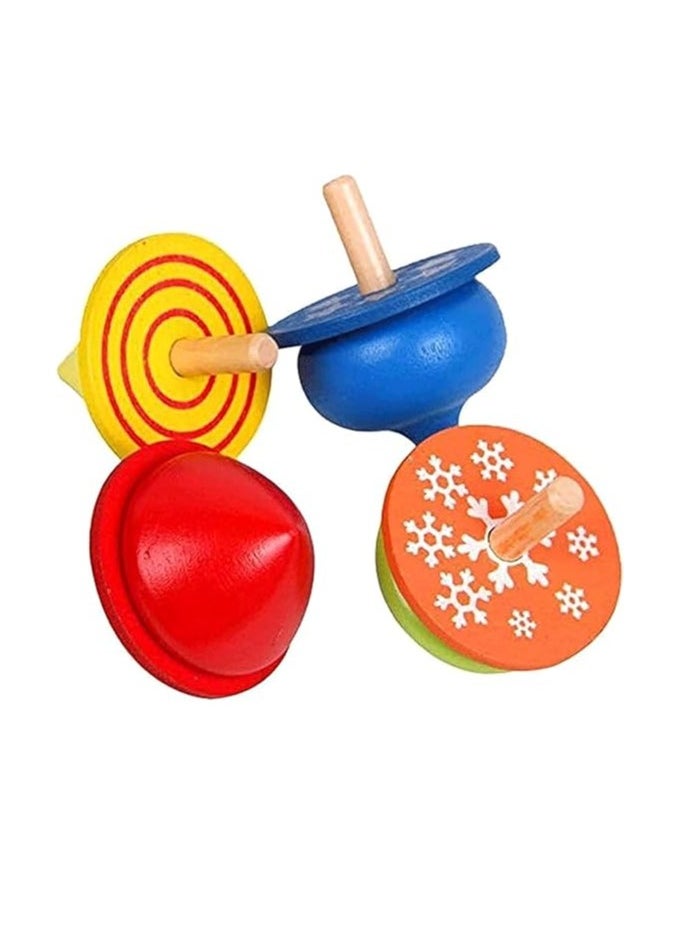 Cool Baby COOLBABY Colorful Traditional Educational Wooden Spinning Top Toy for Kids 4pcs  - Image 3