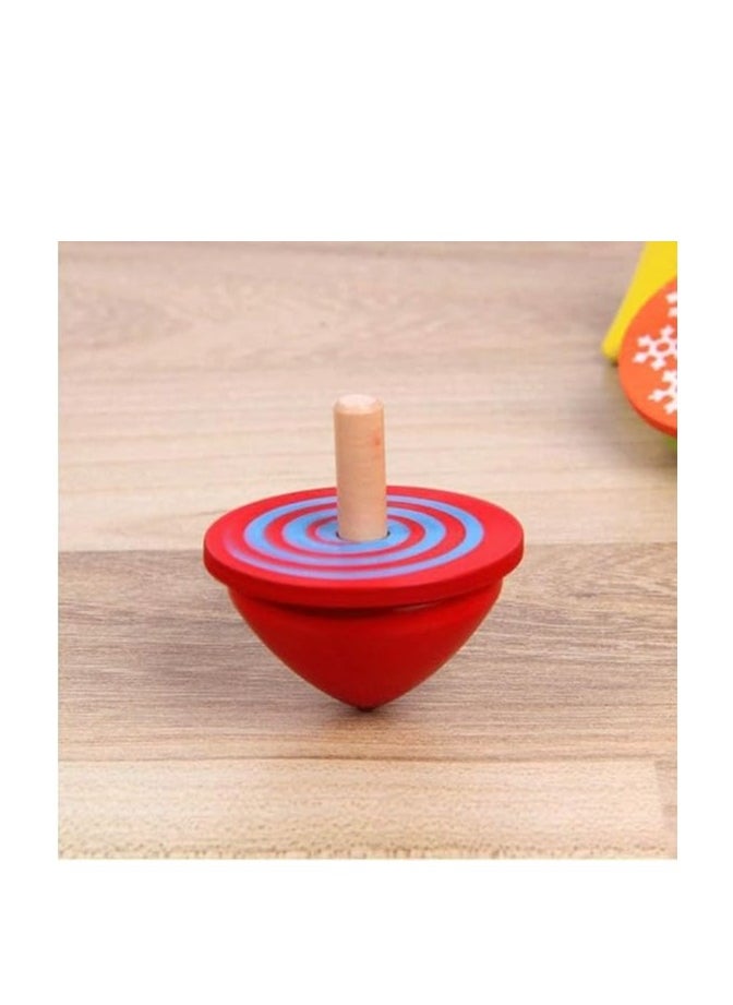 Cool Baby COOLBABY Colorful Traditional Educational Wooden Spinning Top Toy for Kids 4pcs  - Image 4