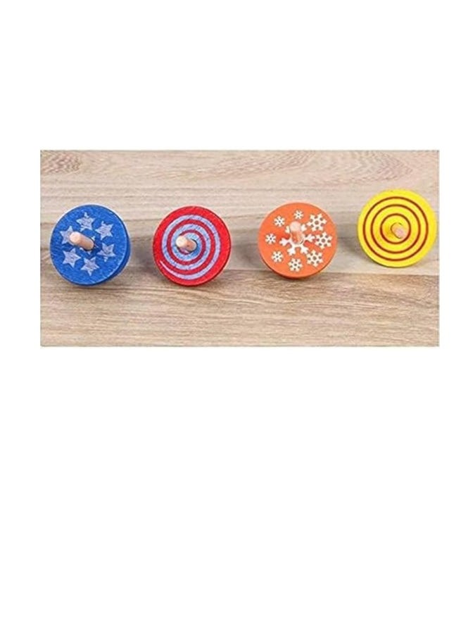 Cool Baby COOLBABY Colorful Traditional Educational Wooden Spinning Top Toy for Kids 4pcs  - Image 5