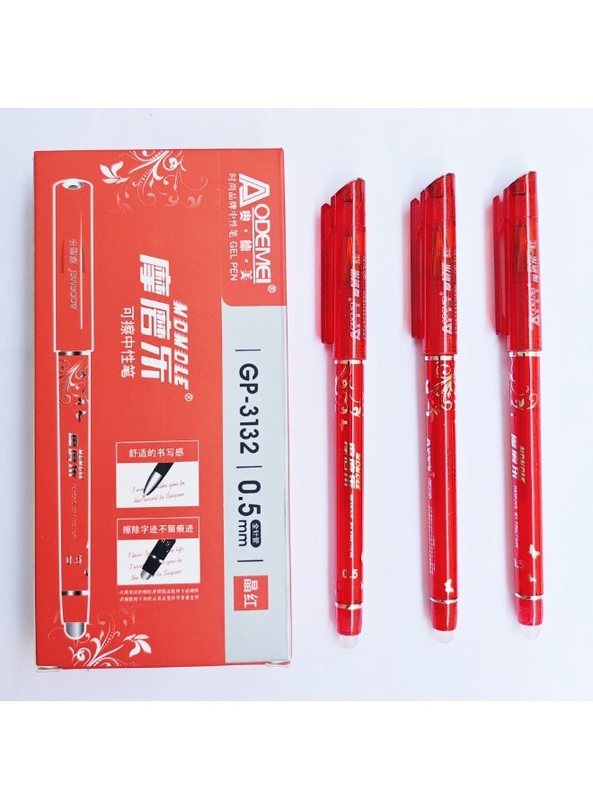 Retractable Erasable Gel Pens Clicker, Fine Point 0.5mm, Red  Color Inks for Drawing Writing, 12-Pack