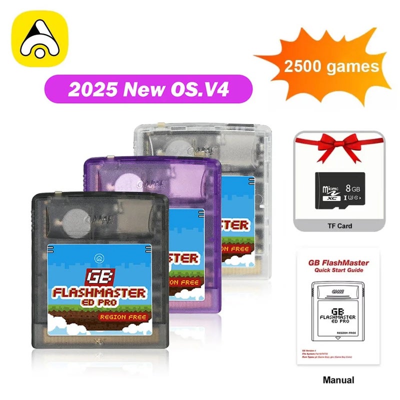 2500 in 1 OS V4 GB Pro Flashmaster Game Cartridge for Gameboy/Gameboy Color/GBA SP with 8GB TF Card - Image 2