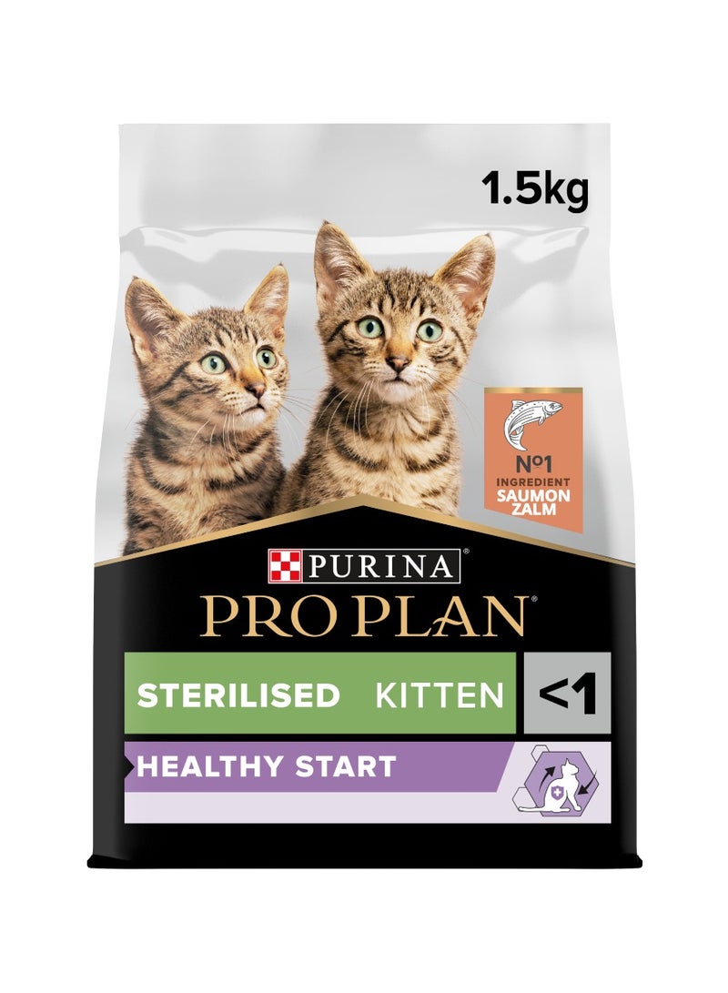 Purina Pro Plan Sterilised Kitten Healthy Start, Dry Cat Food with Salmon 1.5kg - Image 1