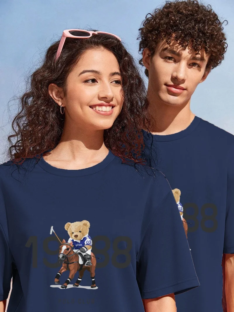 DogFish Lover Couple Combination T-Shirt-Shorts Byebye Printed Oversize Pink