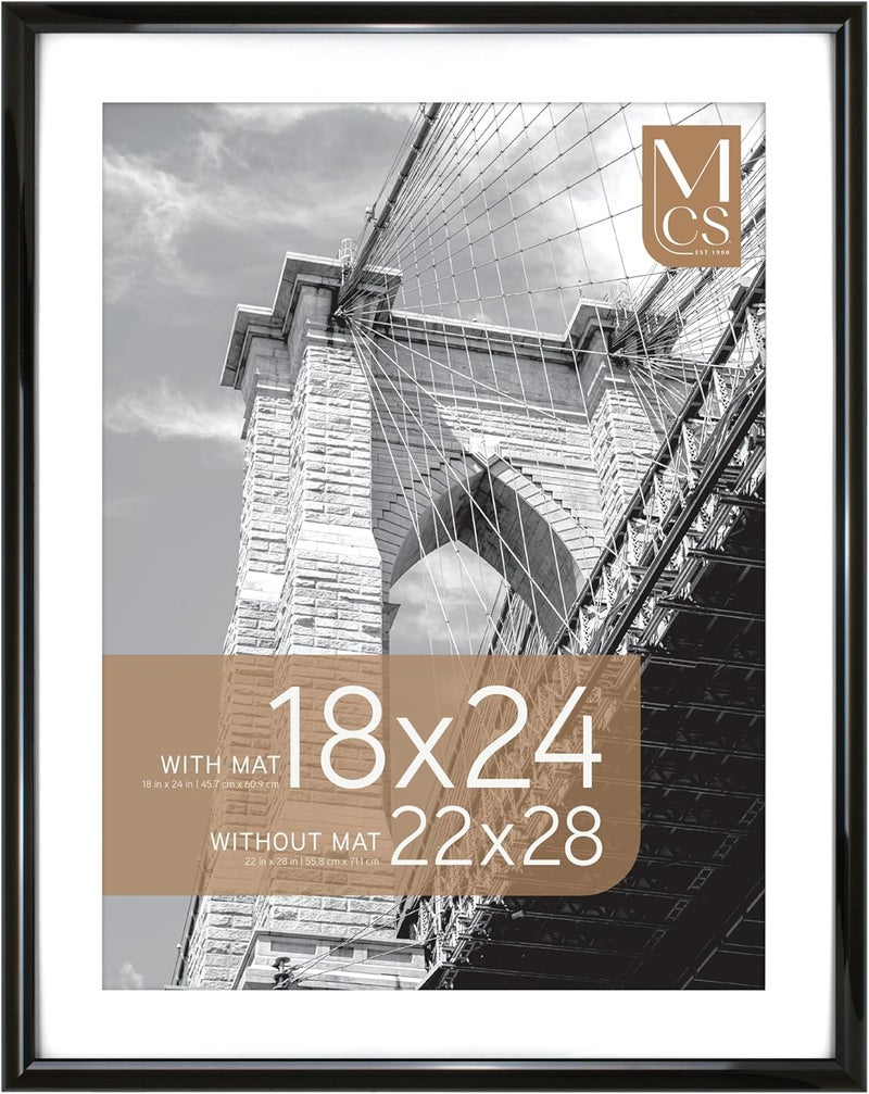 MCS إطار ملصق تريندسيتير 22x28، عرض الصور 18x24 مع إطار أو 22x28 بدون إطار، إطار صور كبير معلق عمودي وأفقي للجدران، أسود (1-عبوة) - Image 1