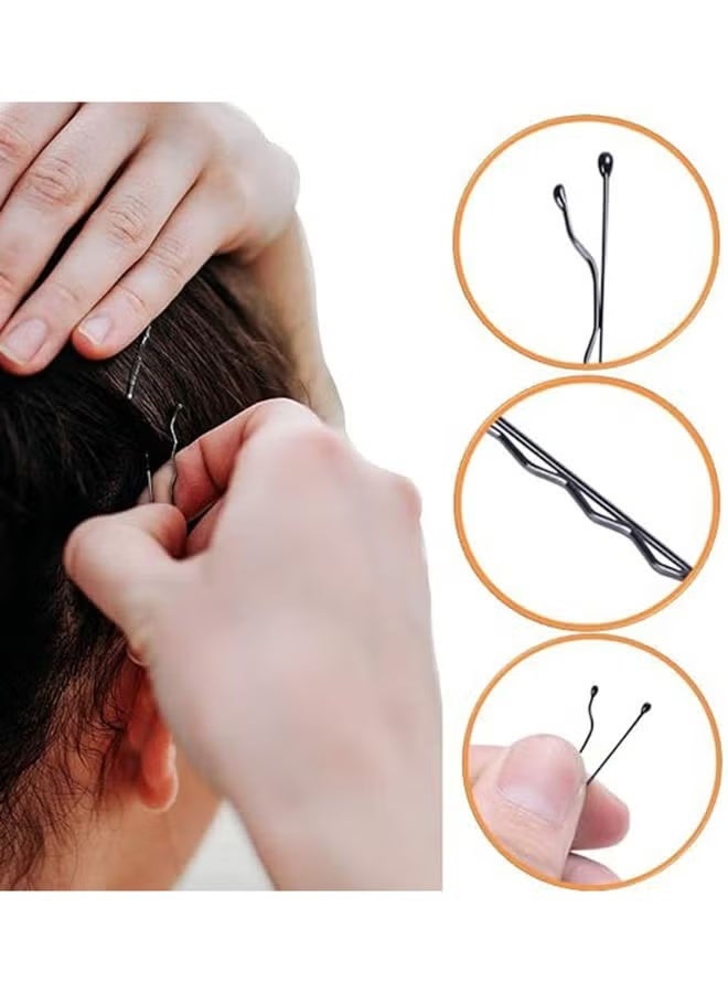 200 قطعة دبابيس الشعر كيت ، دبابيس بوبي على شكل حرف U دبابيس كعكة دبابيس الشعر هدايا للنساء الفتيات مع صندوق تخزين تسريحات الشعر الزفاف (أسود) - Image 5