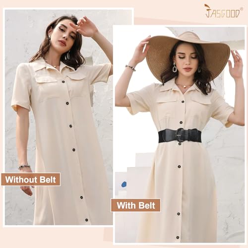 JASGOOD Women Stretchy Wide Waist Belt for Dress Ladies Vintage Elastic Belt - Image 3