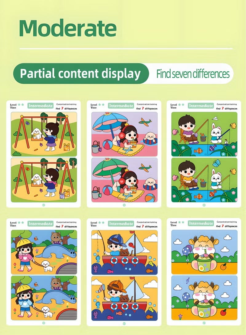 Betaoby A Fun Focus Training Game Where You Find The Differences in Pictures, Educational Materials That Allow You to Identify The Discrepancies, And Erasable Picture Cards. Fun game for Kids Age 3-6 - Image 5