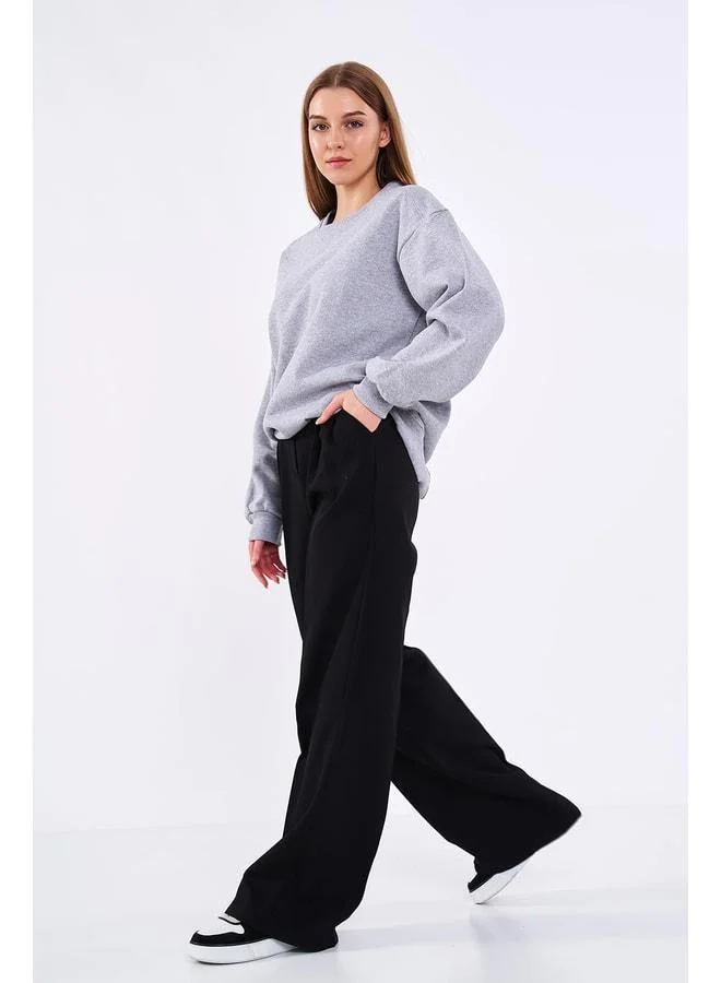 Mmetalic  Grey Women’s Cotton Oversized Basic Crewneck Sweatshirt. for Women | Best Price UAE