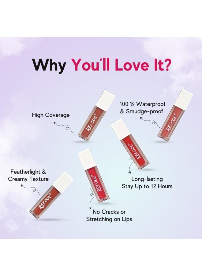Recode Silky Matte Multicolor 5 Shades Liquid Lipstick Combo Pack Long Lasting 12Hrs 5x1.25ml Rosehip Shea Butter  - Image 3