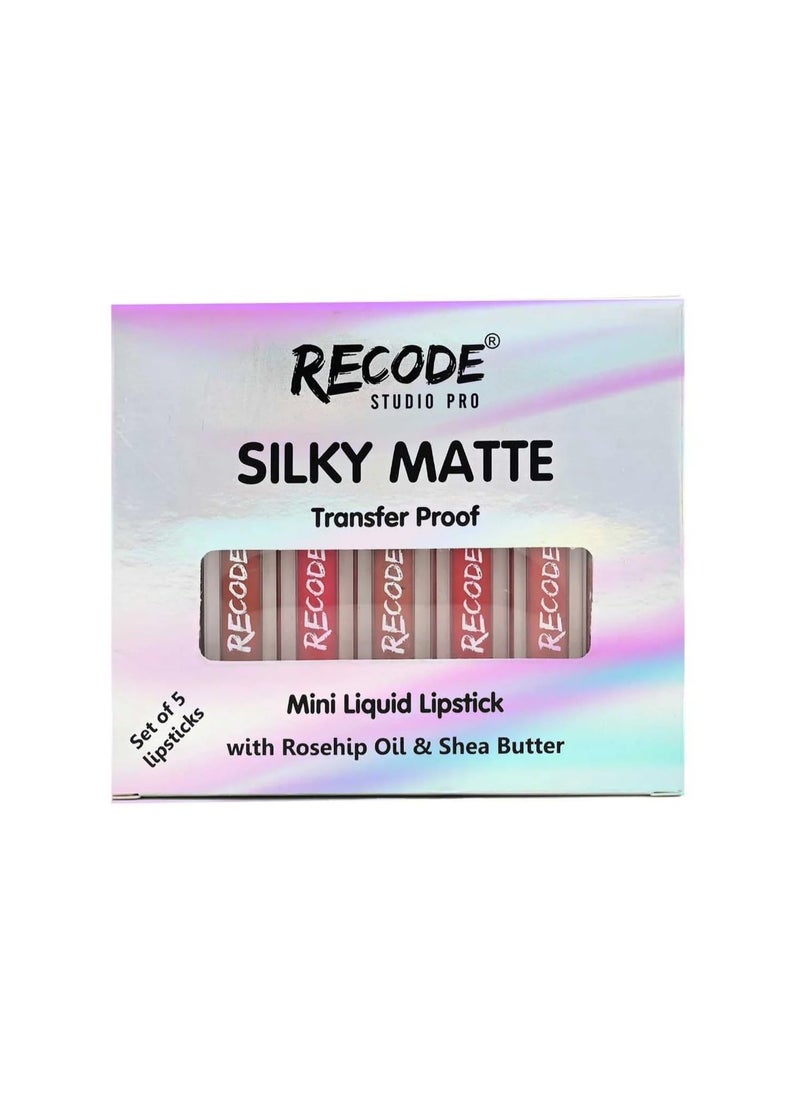 Recode Silky Matte Multicolor 5 Shades Liquid Lipstick Combo Pack Long Lasting 12Hrs 5x1.25ml Rosehip Shea Butter  - Image 1