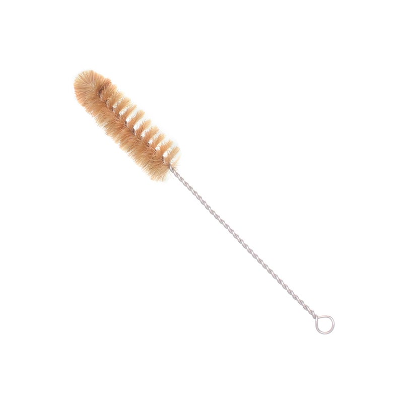 EISCO Bristle Cleaning Brush with Fan-Shaped End, 9.25" - Twisted Stainless Steel Wire Handle - Ideal for 1" - 1.2" Diameter Tubes, Bottles, Flasks, Cylinders, Jars, Vases, Cups - Image 1