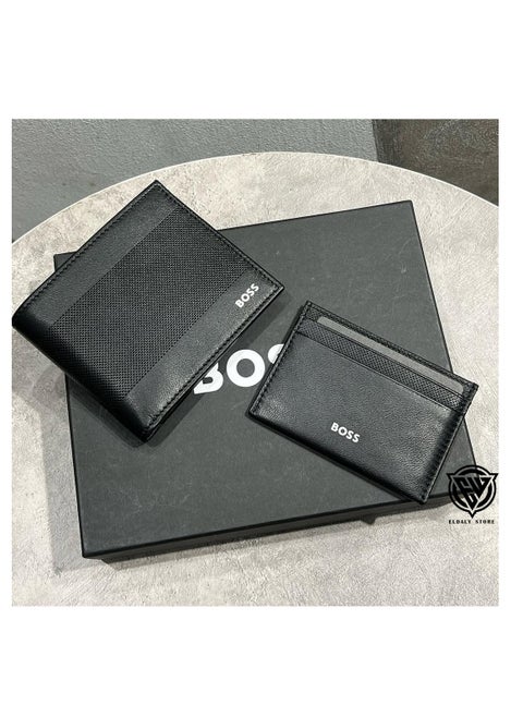 Hugo Boss Leather Wallet and Card Holder Set