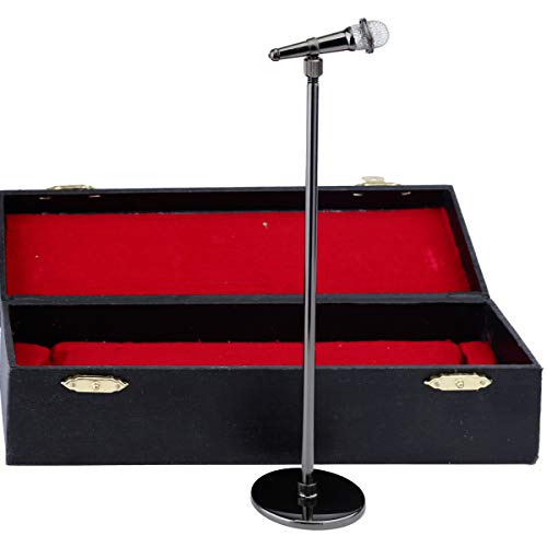 Dselvgvu Miniature Microphone with Case Mini Musical Instrument Microphone Replica Model Fit for 16 Action Figures Dollhouse Accessories Home Decoration Ornament Black Adjustable 7871141 - Image 1