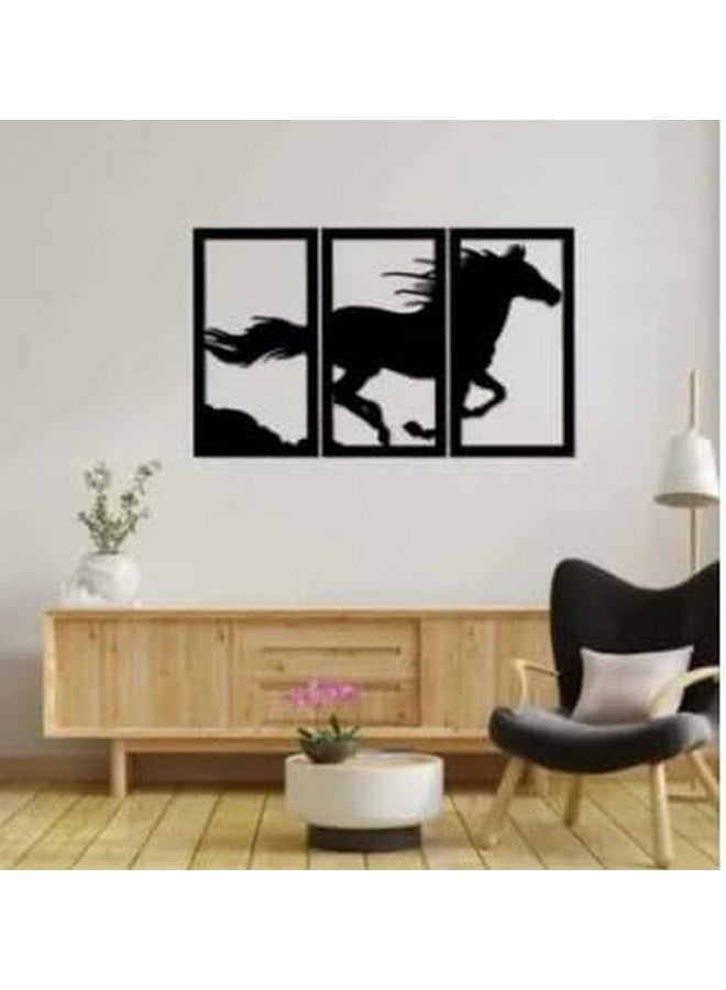 Wall Mitra Running Horse Wall Art, 3-Panel MDF Silhouette, Black Frame, 18 x 12 inches - Image 4