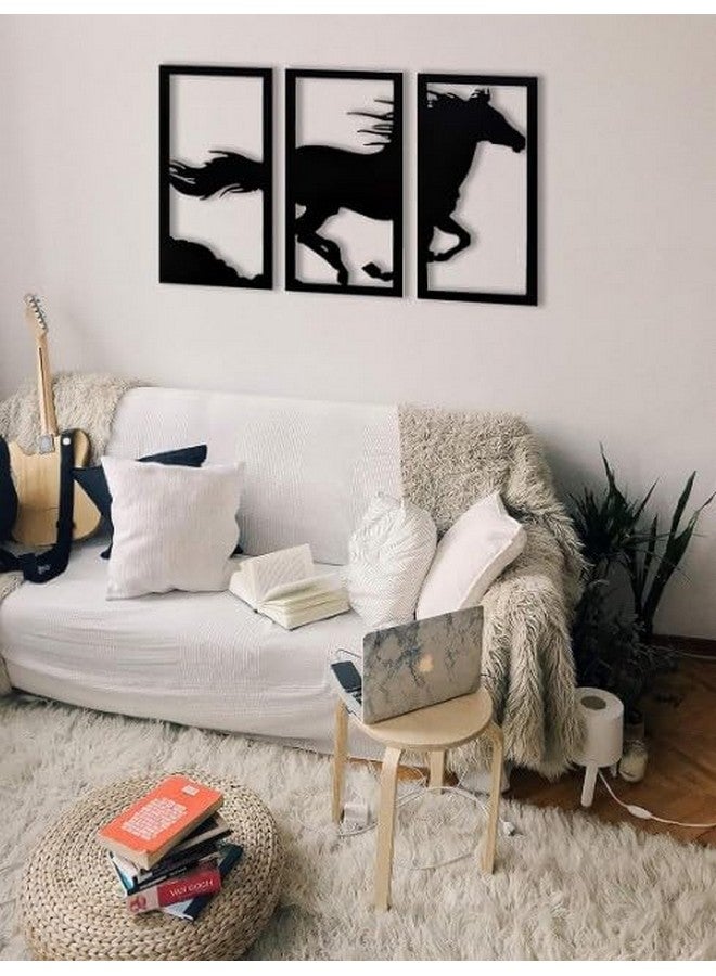 Wall Mitra Running Horse Wall Art, 3-Panel MDF Silhouette, Black Frame, 18 x 12 inches - Image 5