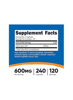 Nutricost Nutricost Alpha Lipoic Acid 600 mg per Capsule, 240 Capsules  - Image 2