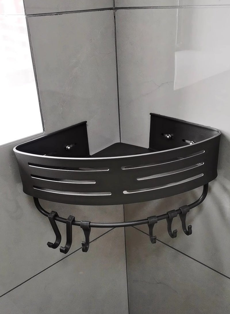 Bathroom Corner Single-Layer Storage Shelf, Shower Shampoo and Soap Organizer, Wall-Mounted, Gray, 30*22*6.8 cm  - Image 3
