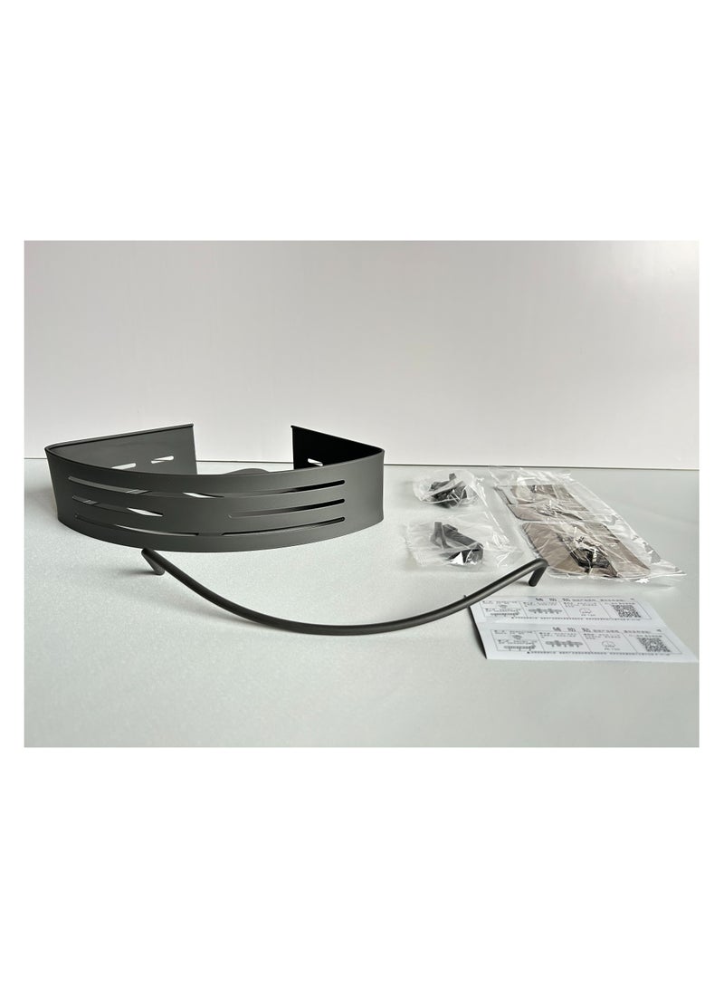 Bathroom Corner Single-Layer Storage Shelf, Shower Shampoo and Soap Organizer, Wall-Mounted, Gray, 30*22*6.8 cm  - Image 5