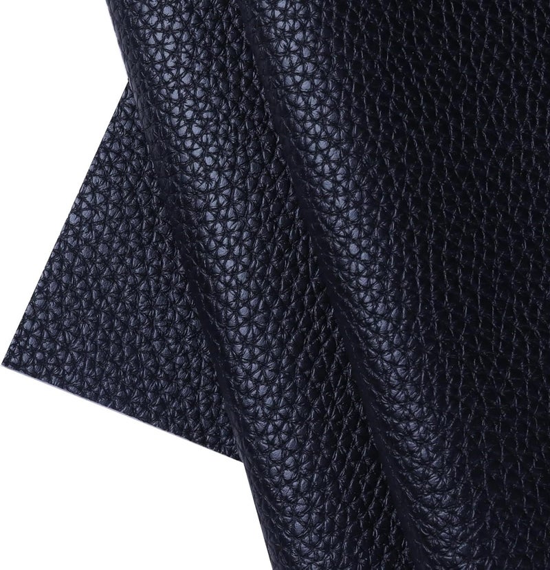 SOTISI Vinyl Fabric Marine Faux Leather Upholstery for Upholstery Crafts DIY Sewings Sofa Handbag Earrings Hair Bows Decorations Black 54 X 12 inch 1FT Big Lychee Grain Black - Image 3
